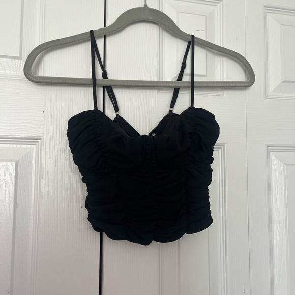 Black Ribbed Corset Top - Picture 2 of 4